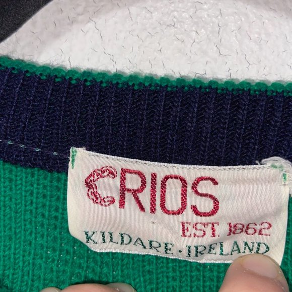 Vintage Crios Green Shamrock Ireland Acrylic Sweater Size L - Picture 3 of 6